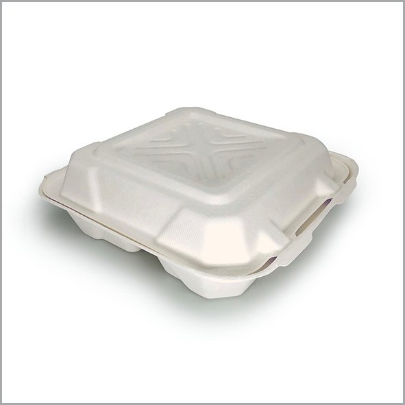 Biodegradable container hinged cover 3 compartment Biodegradable container hinged cover 3 compartment