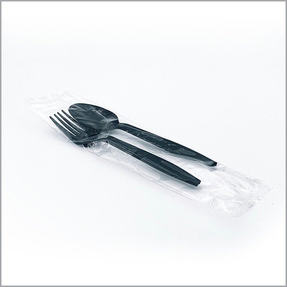 Black Set(Spoon & Fork) Plastic spoon fork set