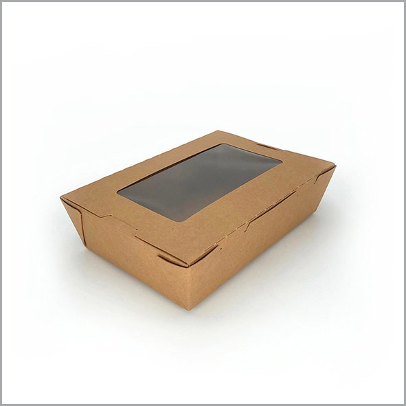 Hala Pack Kraft Paper Box With Hinged Window Medium (200 box) Kraft Paper lunch box